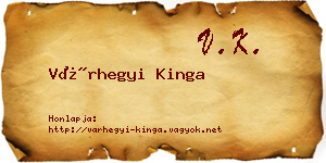 Várhegyi Kinga névjegykártya